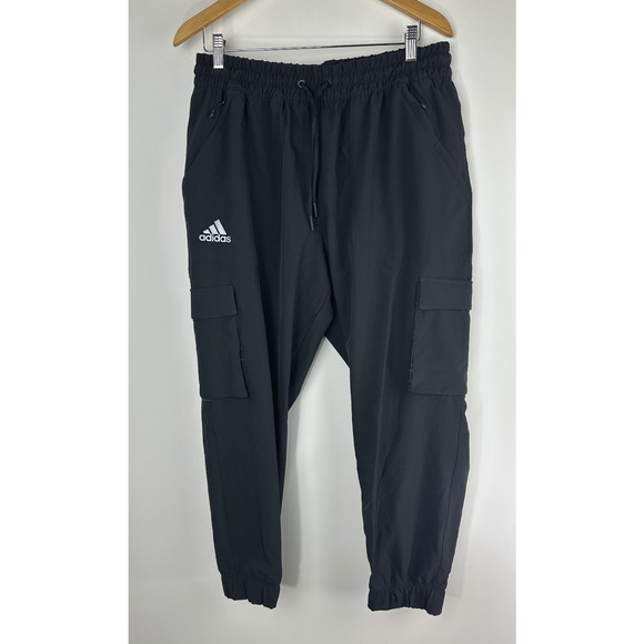 Adidas x KU Jayhawks Collegiate Pants Men's Size XL Black Woven Cargo Jogger - Picture 2 of 11
